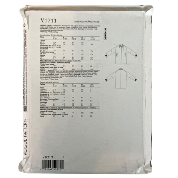 Vogue Patterns V1711 Oversized Coat Sewing Pattern By Rachel Comey Sizes S-XL - Picture 2 of 3